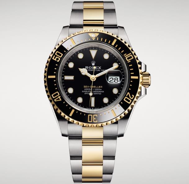The waterproof fake watch has black dial.