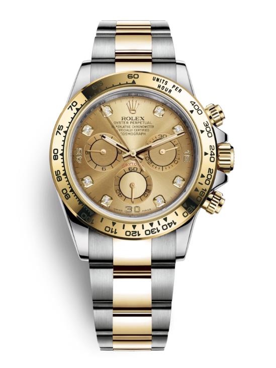 The 40 mm fake watches have champagne dials.