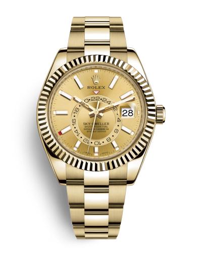 The 18ct gold fake watches have champagne dials.