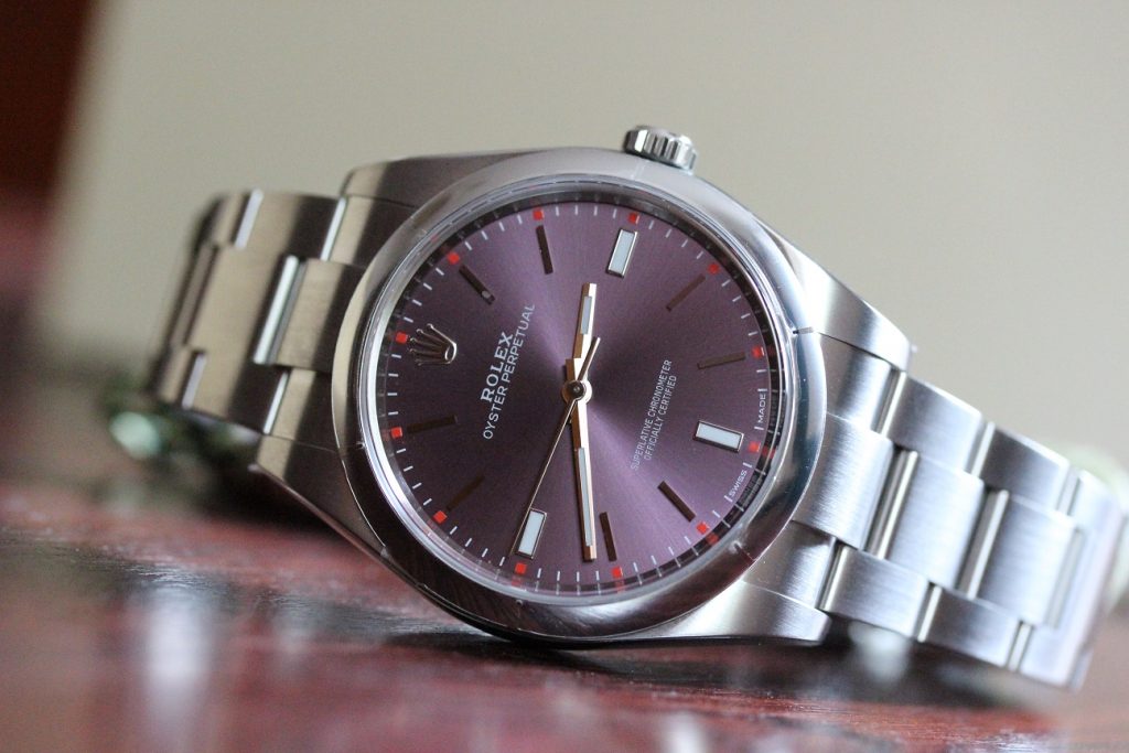 The purple dials fake watches are designed for men.