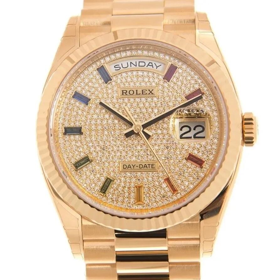 The luxury copy watches are decorated with diamonds.