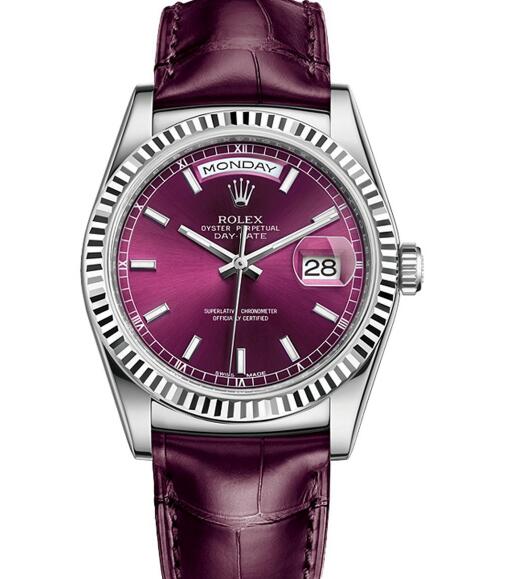 The purple Rolex Day-Date replica looks elegant and graceful.