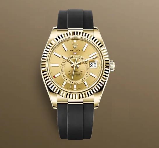 The 42mm replica watch is made from polished 18ct gold.